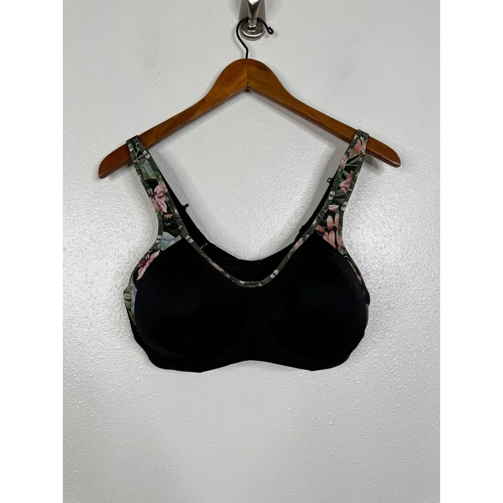 Freya Active Underwired Sports Bra Black Floral High Impact 36DD AC4892JUK